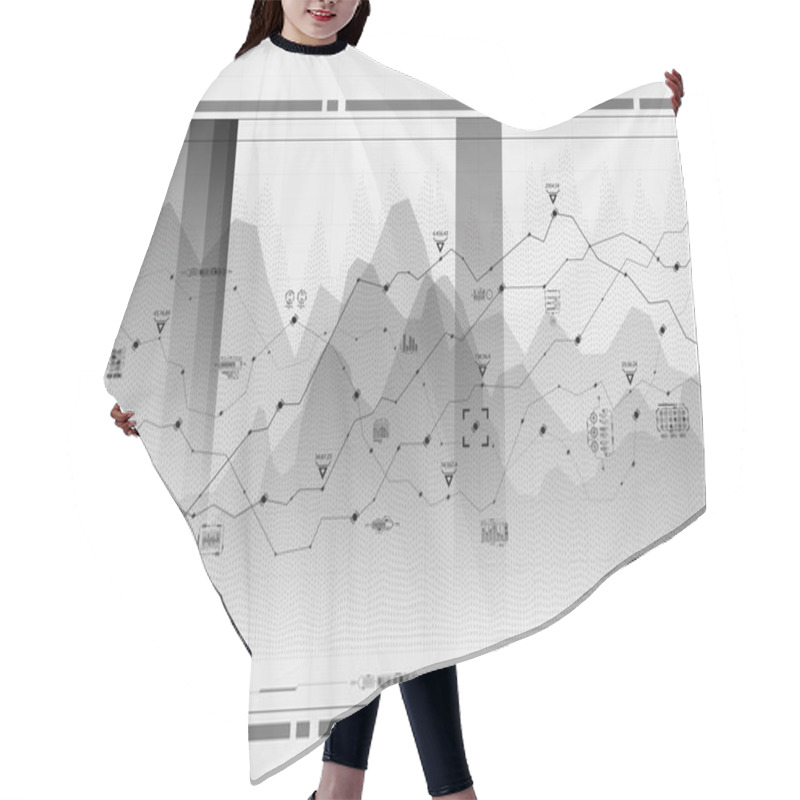 Personality  Data Analysis Visualization. Futuristic Infographic. Information Aesthetic Design. Visual Data Complexity. Social Network Representation. Abstract Data Graph. Hair Cutting Cape