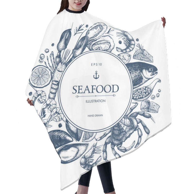 Personality  Seamless Seafood Menu Hair Cutting Cape