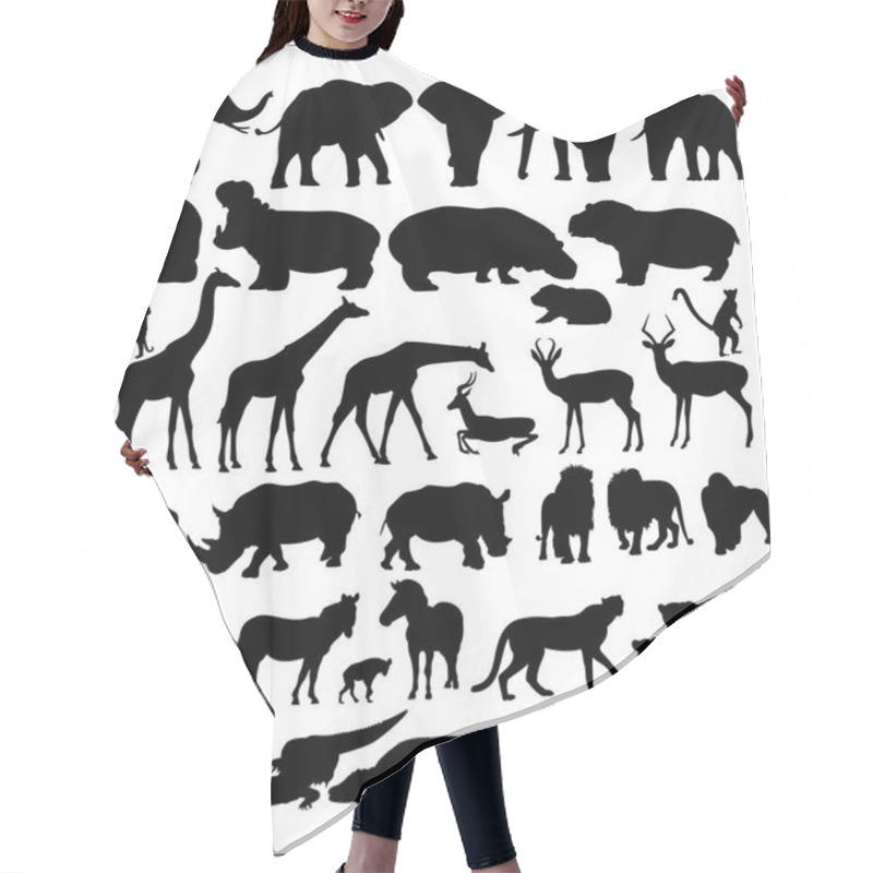 Personality  Set Of African Animals On White Background Hair Cutting Cape