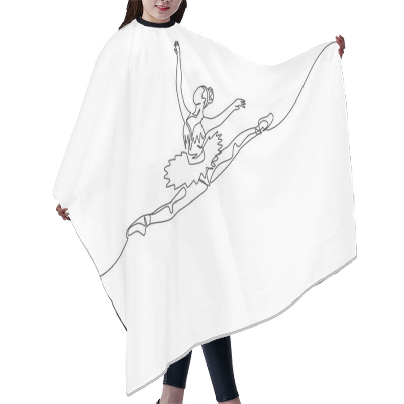 Personality  One Continuous Line Drawing Of Young Graceful Woman Ballet Dancer Perform Beauty Classic Dance At Stage Of Opera House. Ballet Performance Concept. Dynamic Single Line Draw Design Vector Illustration Hair Cutting Cape