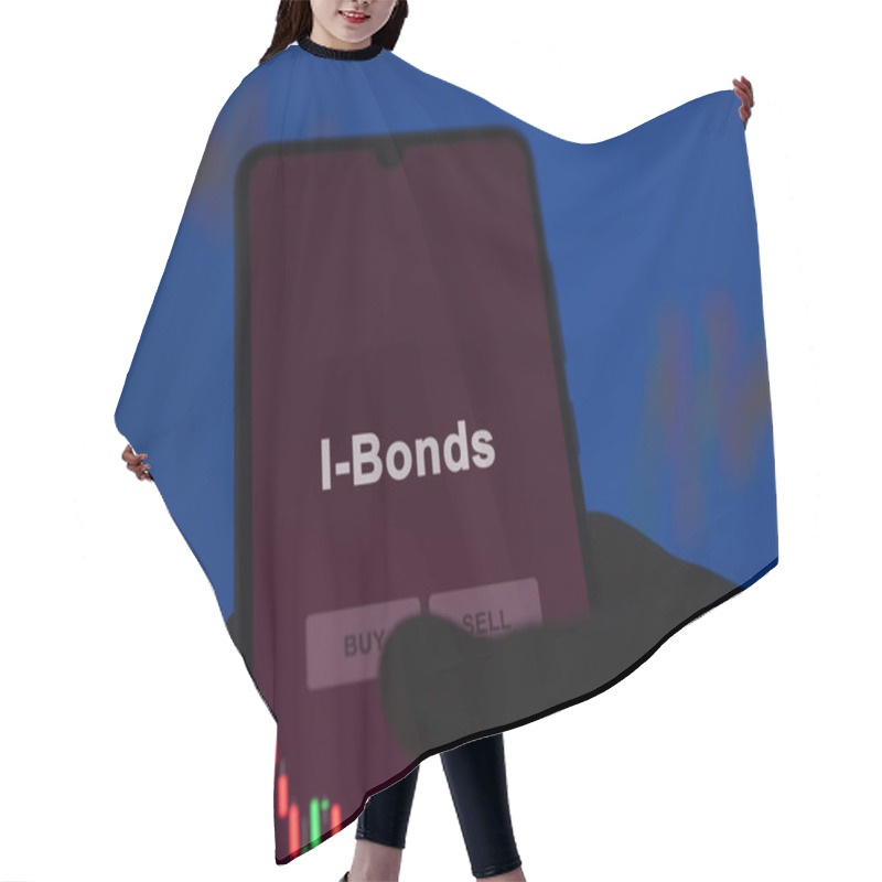 Personality  An Investor Analyzing The I-bonds Etf Fund On A Screen. A Phone Shows The Prices Of I-Bonds Hair Cutting Cape