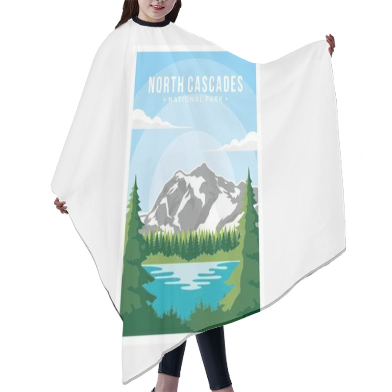 Personality  North Cascades National Park Poster Vector Illustration Design Hair Cutting Cape