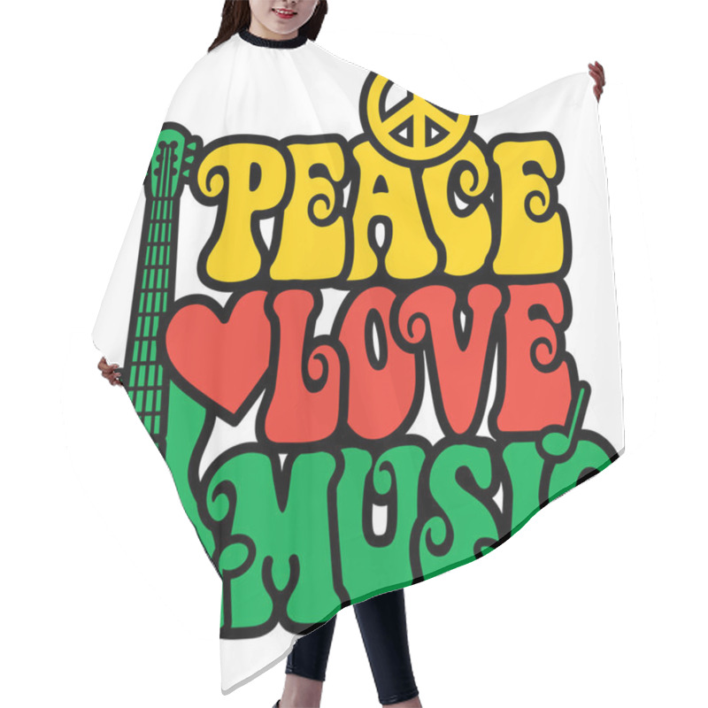 Personality  Reggae Peace-Love-Music Hair Cutting Cape