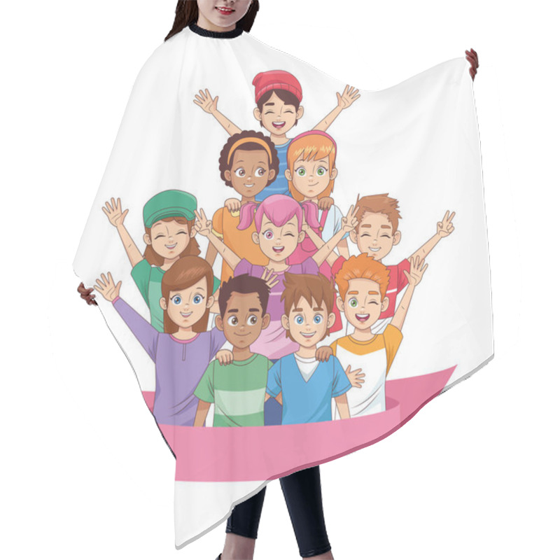 Personality  Happy Young Diversity Kids Avatars Characters Hair Cutting Cape