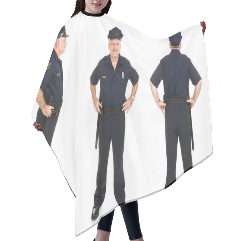 Personality  Police Officer Three Views Hair Cutting Cape