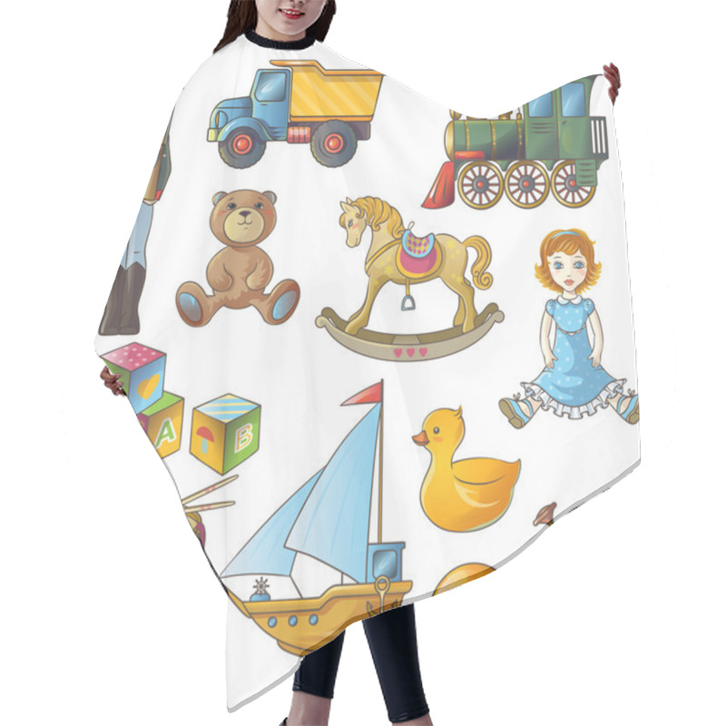 Personality  Kids Toys Icon Set Hair Cutting Cape