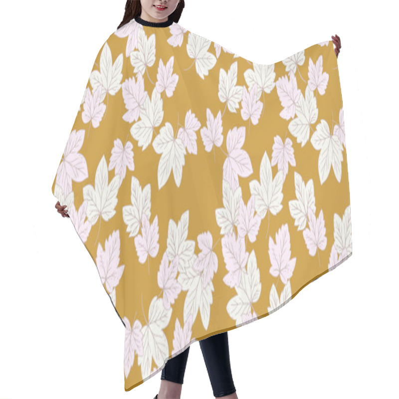 Personality  Seamless Autumn Pattern Featuring Light Maple Leaves On A Warm Mustard Background. The Soft, Pastel Leaves Create A Natural, Elegant Design Perfect For Fabric, Wallpaper, And Stationery Hair Cutting Cape