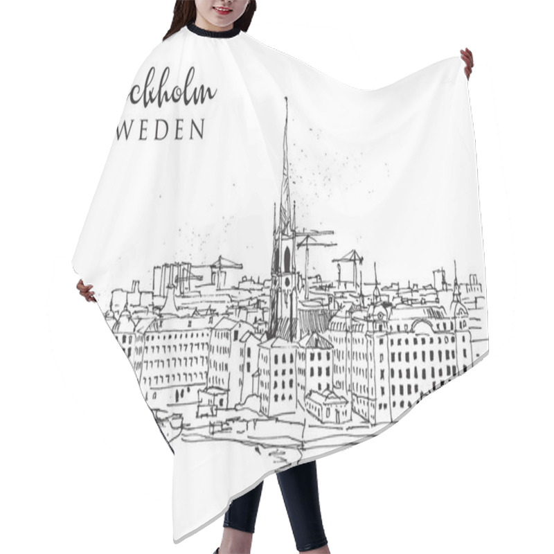 Personality  Drawing Sketch Illustration Of Stockholm Cityline, Sweden Hair Cutting Cape