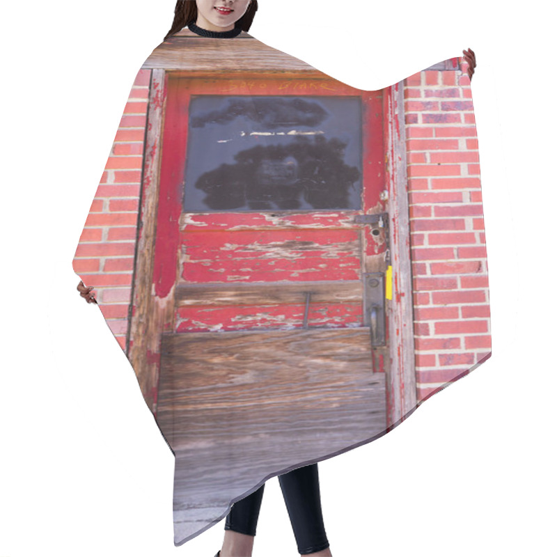 Personality  Old Red Door In Brick Wall Hair Cutting Cape