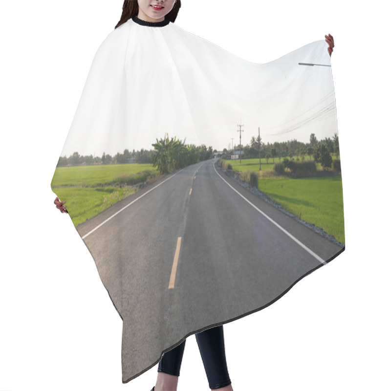 Personality  Winding Road Journey Rural Landscape Photograph Open Fields Eye-level View Tranquility And Adventure Hair Cutting Cape