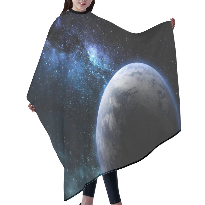 Personality  Abstract Space Illustration, Planet Earth And The Magic Shine Of Bright Stars In The Nebula Hair Cutting Cape