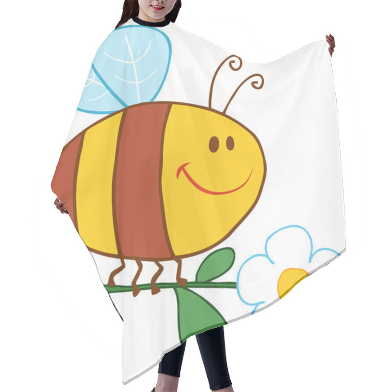 Personality  Bee Flying With Flower In Sky Hair Cutting Cape