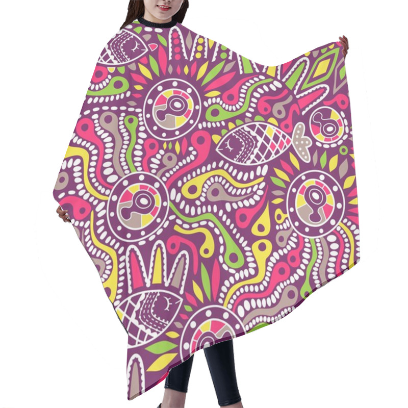 Personality  Ethnic Seamless Pattern With Fish Hair Cutting Cape