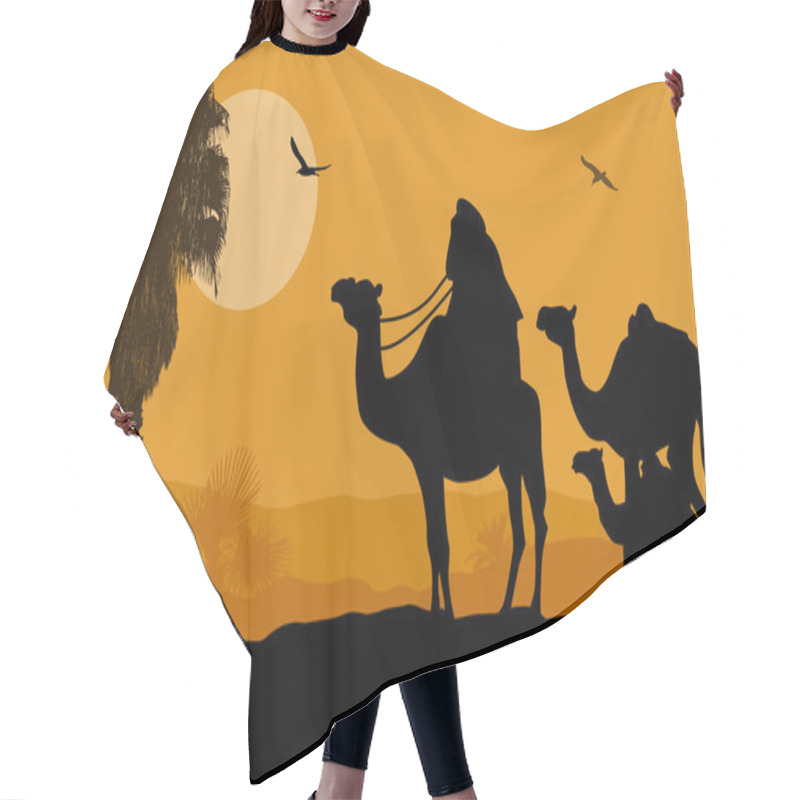 Personality  Camel Caravan On Sunset Hair Cutting Cape