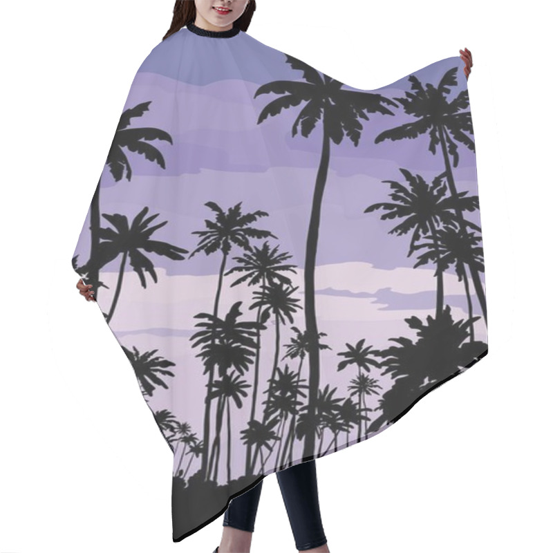 Personality  Silhouettes Of Palm Trees. Sunset On A Tropical Island Hair Cutting Cape