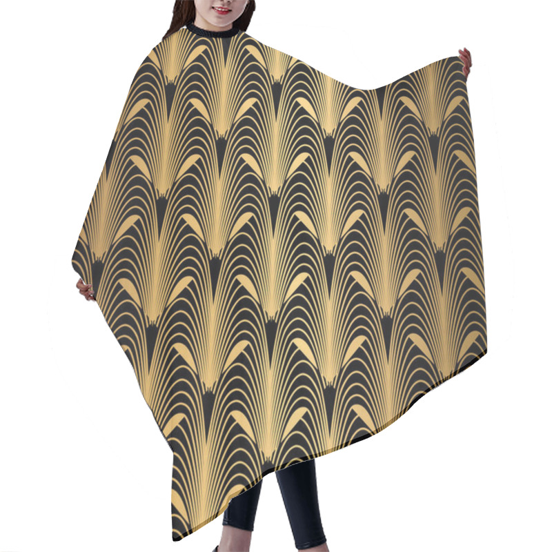 Personality  Art Deco Pattern. Seamless Black And Gold Background. Hair Cutting Cape