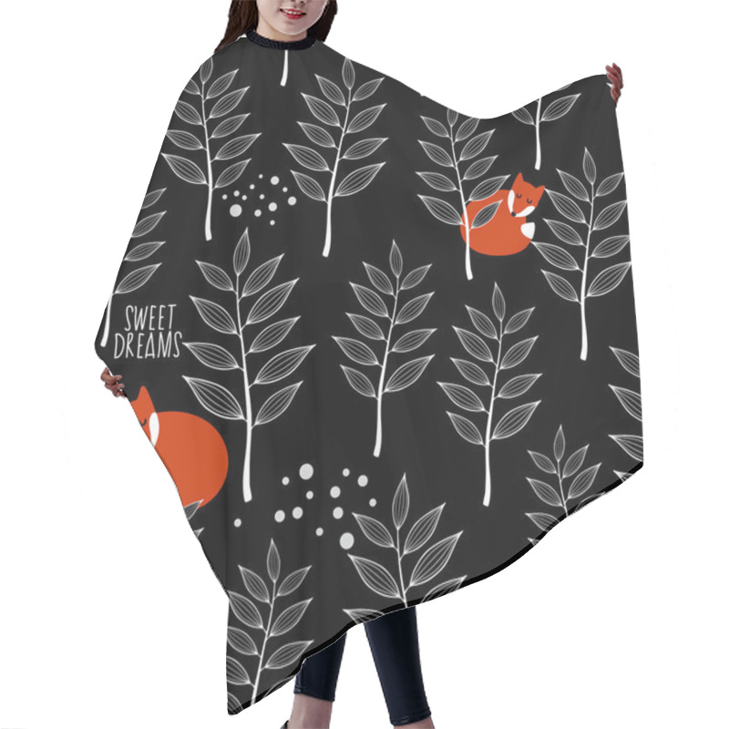 Personality  Seamless Pattern With Sleeping Foxes Hair Cutting Cape