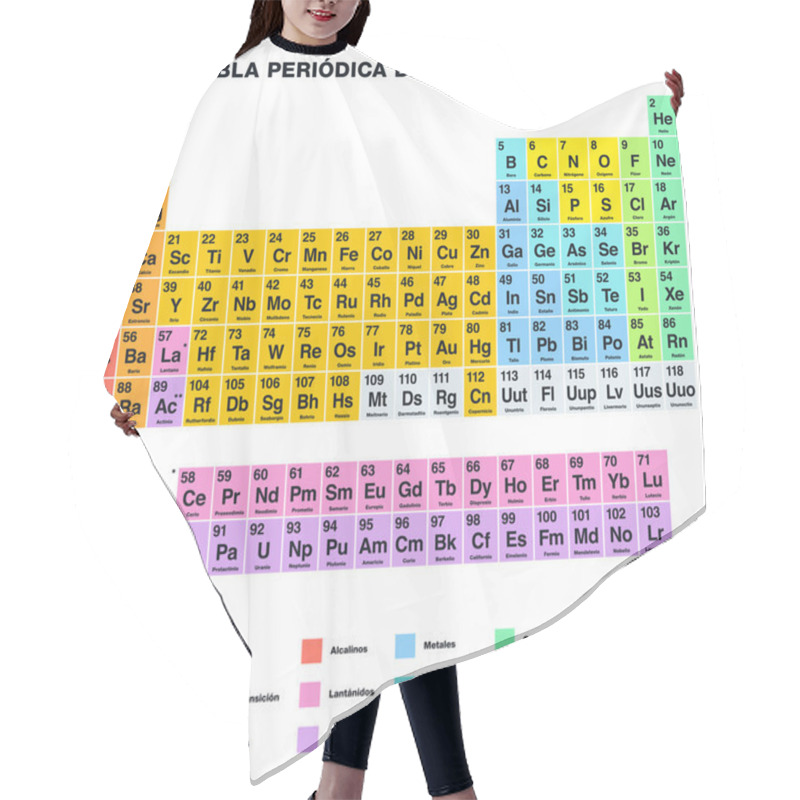 Personality  Periodic Table Of The Elements SPANISH Labeling Hair Cutting Cape