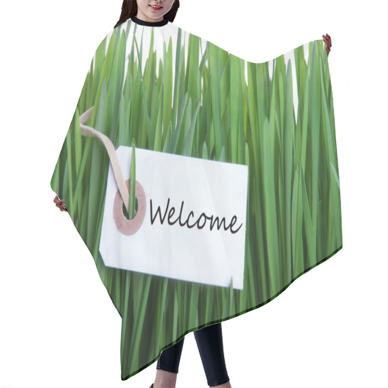 Personality  Label In The Gras With Welcome Hair Cutting Cape