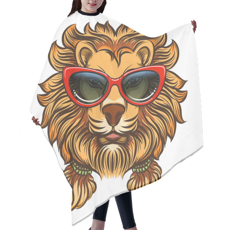 Personality  Glam Lion With Red Sunglasses Hair Cutting Cape