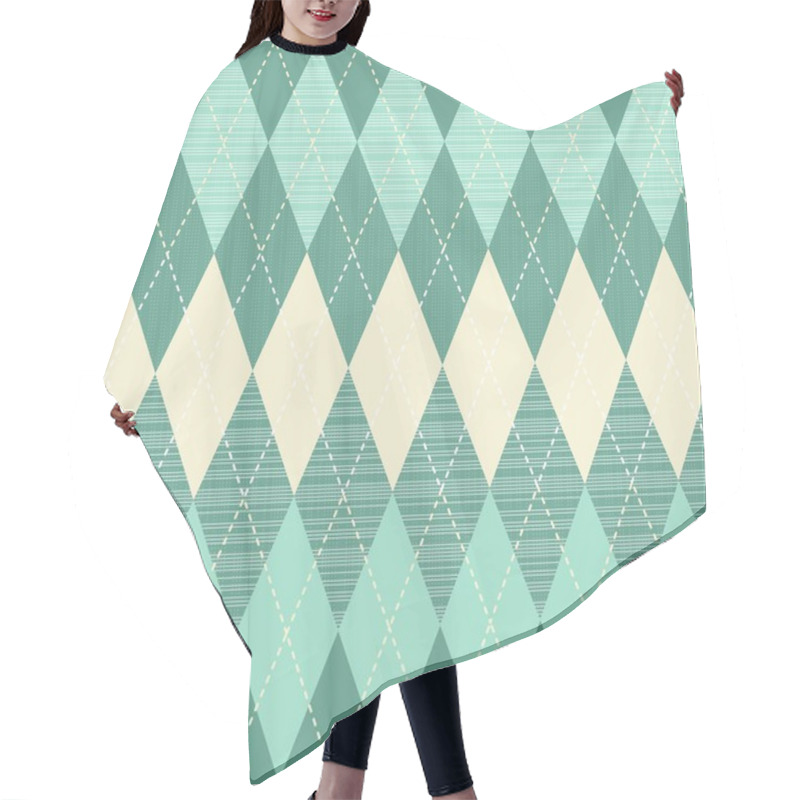 Personality  Traditional Argyle Diamond Pattern In Turquoise And Beige Seamless Pattern Hair Cutting Cape