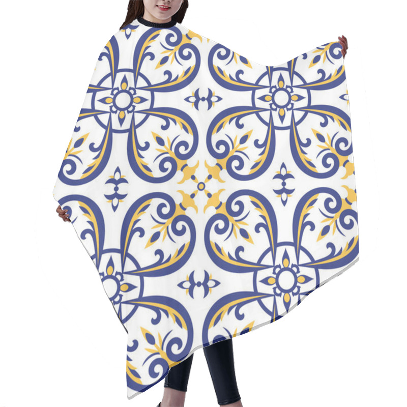 Personality  Portuguese Tiles Pattern Vector Hair Cutting Cape