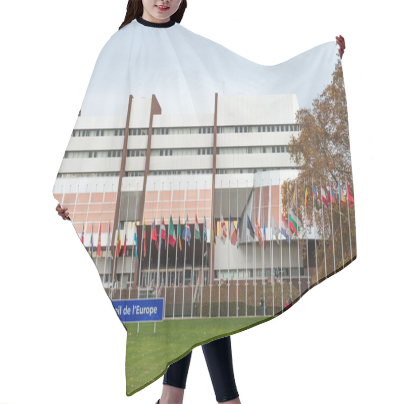 Personality  All European Union Flag Flies At Half-mast In Front Of The Counc Hair Cutting Cape