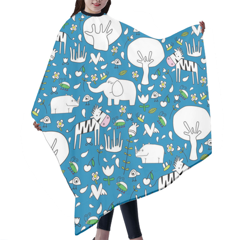 Personality  Seamless Pattern With Animals Hair Cutting Cape