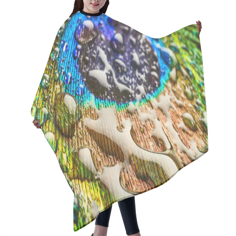 Personality  Peacock Feather With Drops Hair Cutting Cape