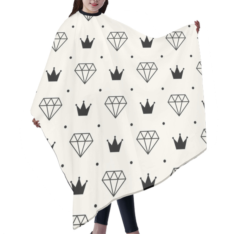 Personality  Vector Seamless Retro Pattern, With Diamonds. Hair Cutting Cape