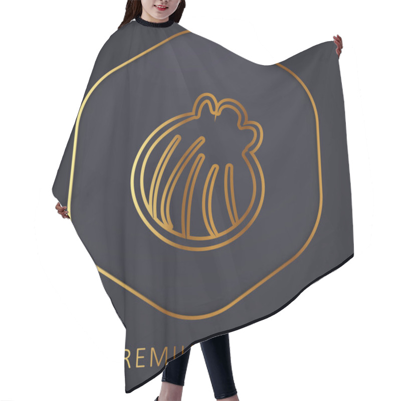 Personality  Beach Shell Hand Drawn Shape Golden Line Premium Logo Or Icon Hair Cutting Cape