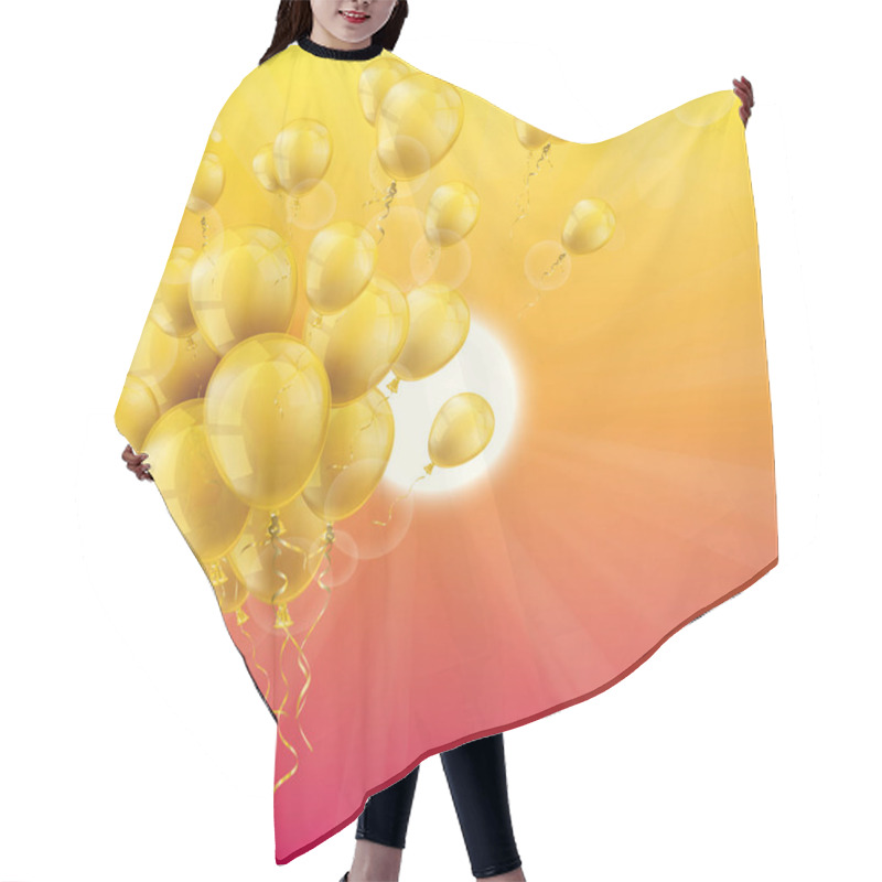 Personality  Bunch Of Golden Balloons Hair Cutting Cape