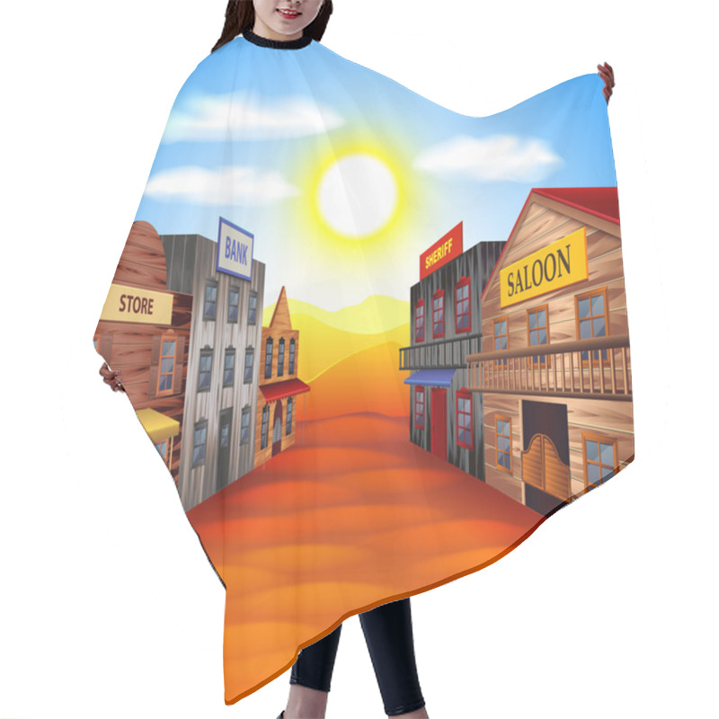 Personality  Wild West Town Vector Background Hair Cutting Cape