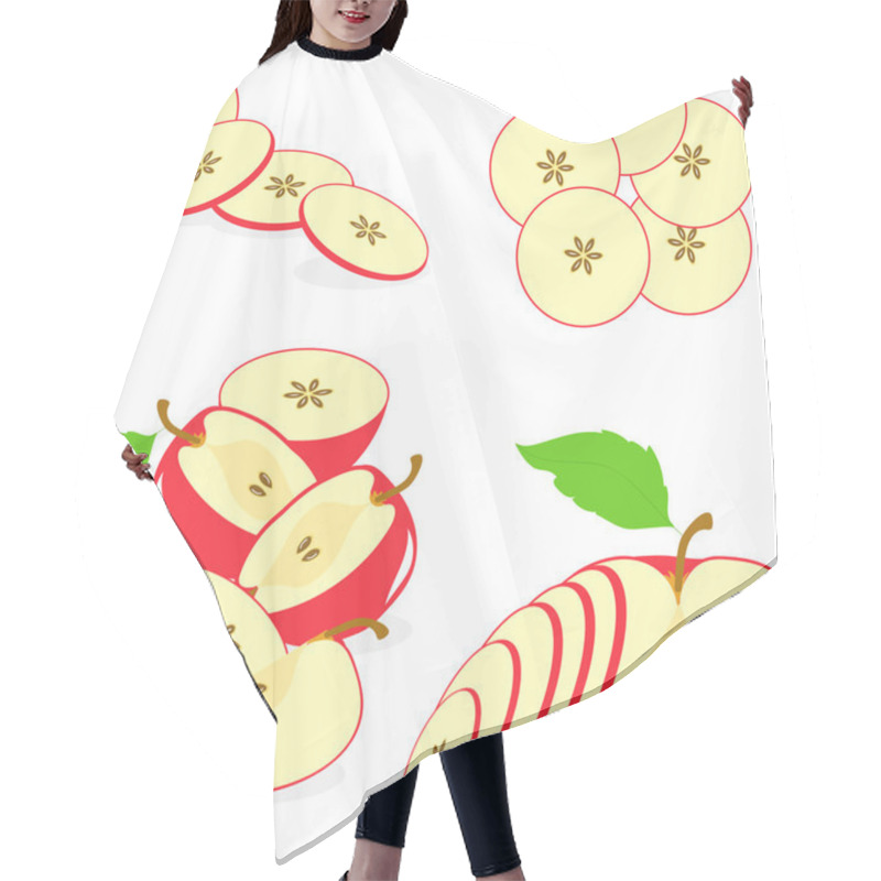 Personality  Apple Slices, Collection Of Vector Illustrations On A Transparent Background Hair Cutting Cape