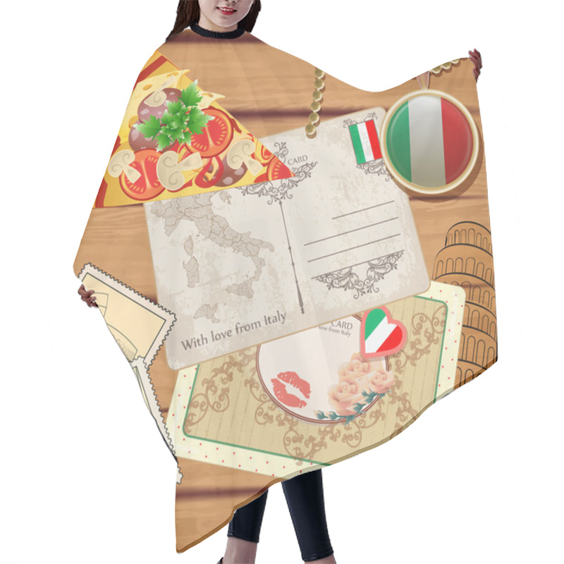 Personality  Vector Set Of Travel To Italy Hair Cutting Cape