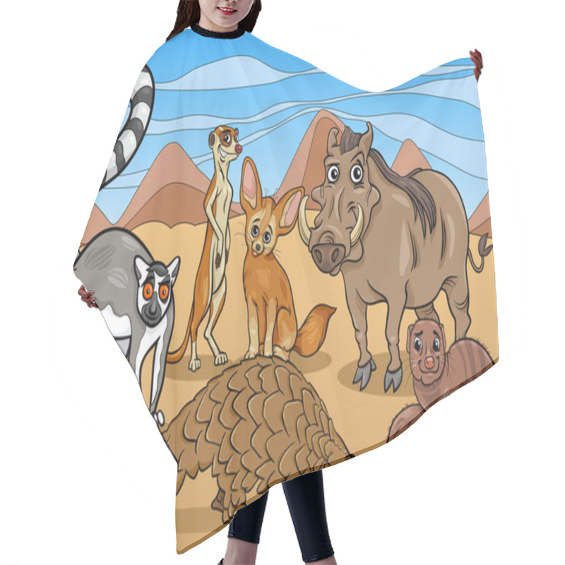 Personality  African Mammals Animals Cartoon Illustration Hair Cutting Cape