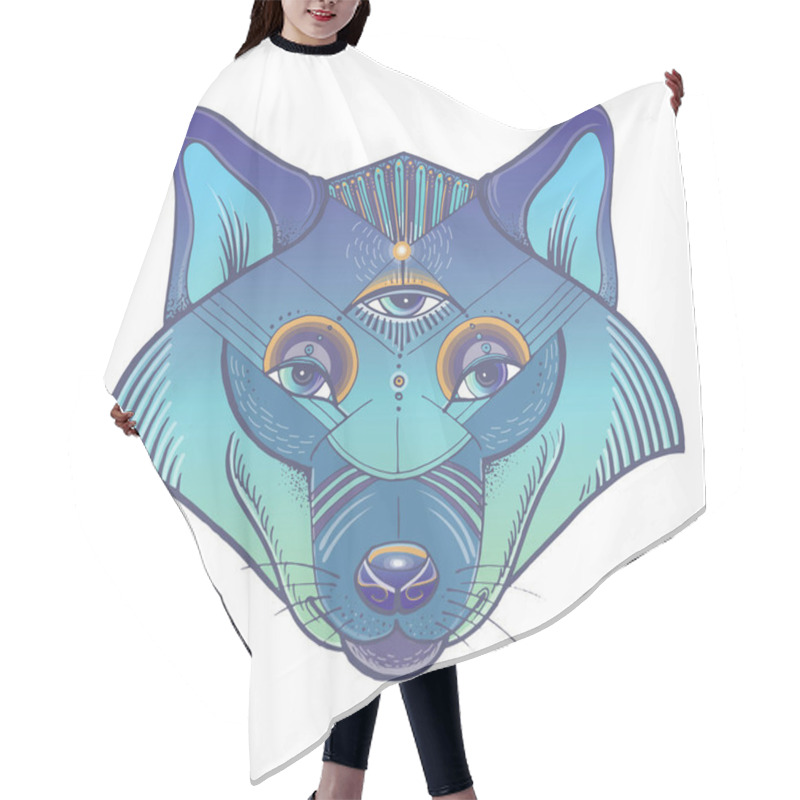 Personality  Vector Poster With Wolf's Totem Hair Cutting Cape