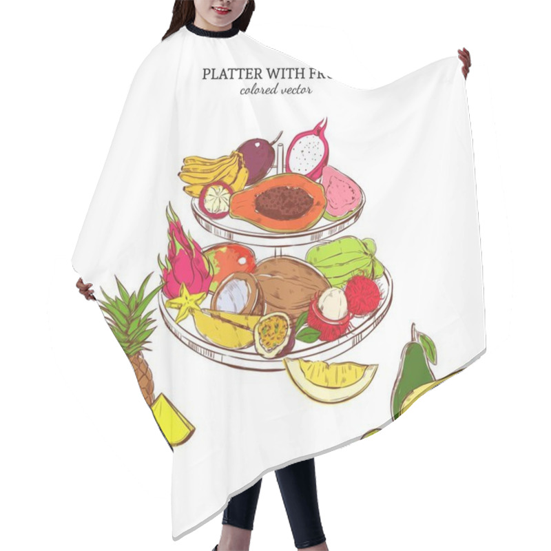 Personality  Hand Drawn Exotic Fruits Template Hair Cutting Cape