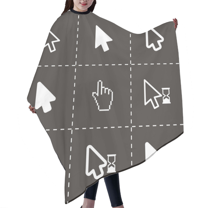 Personality  Vector Black Cursor Icon Set Hair Cutting Cape