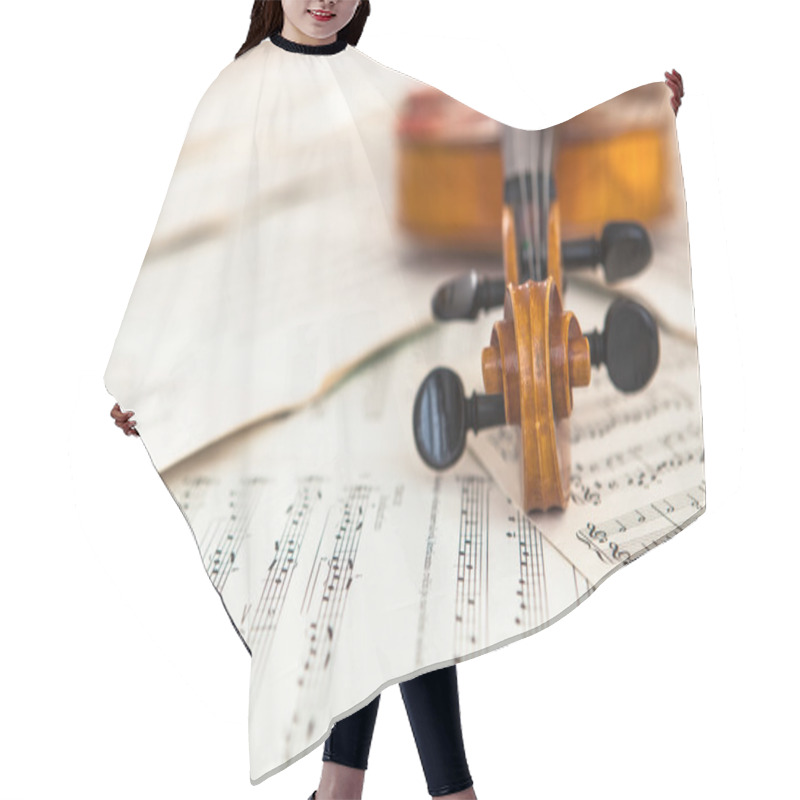 Personality  Old Violin Lying On The Sheet Of Music Hair Cutting Cape