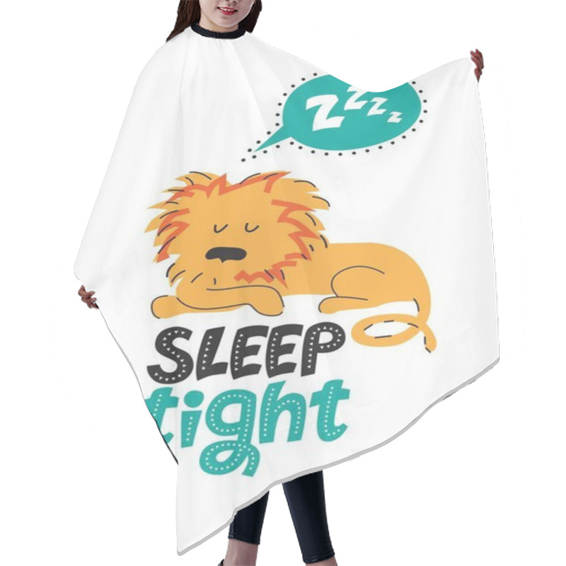 Personality  Illustration Of A Sleeping Lion In Cartoon Style Hair Cutting Cape