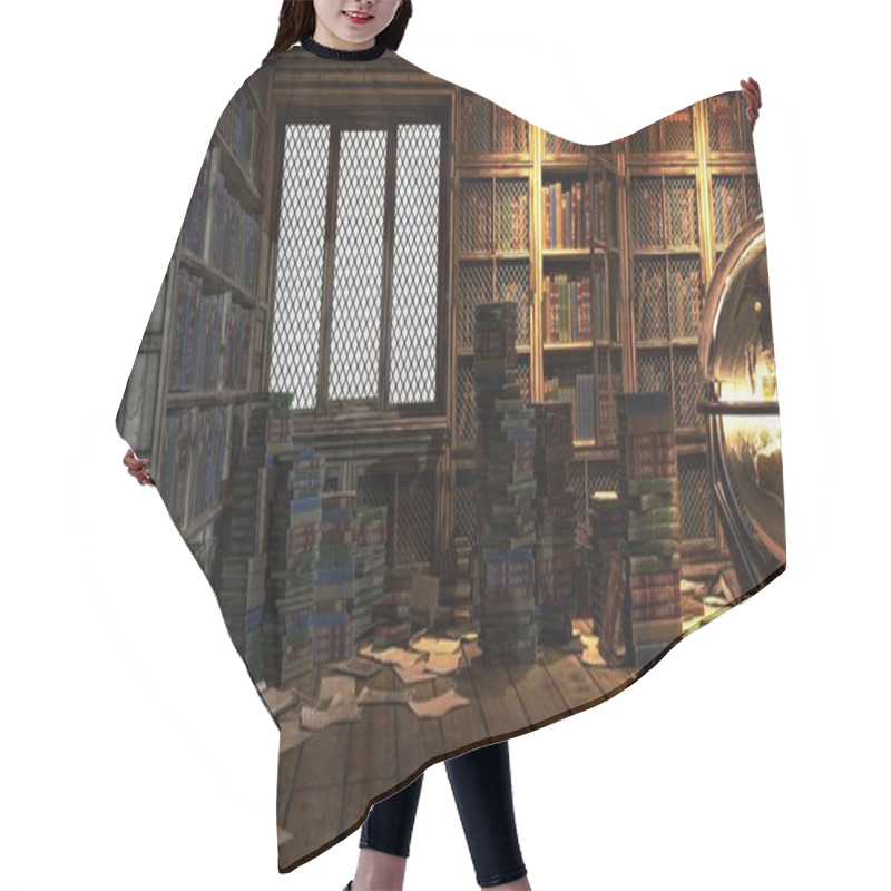 Personality  Academy Building Library Fantasy Architecture, 3D Illustration, 3D Rendering Hair Cutting Cape