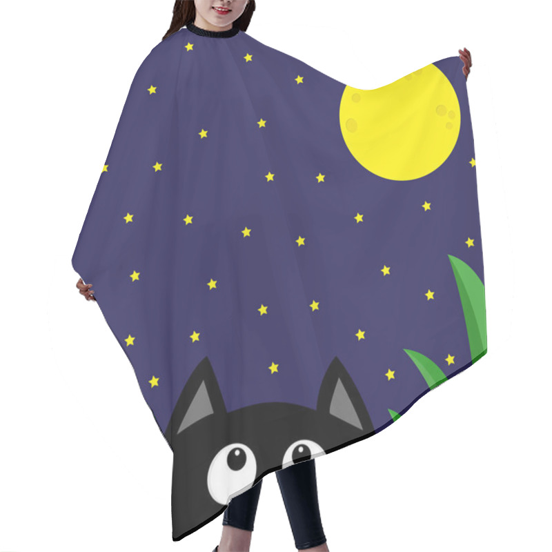 Personality  Black Cat Looking At Stars And Moon  Hair Cutting Cape