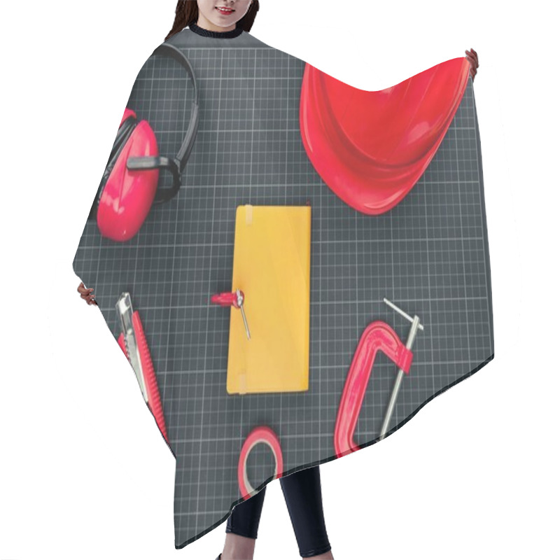 Personality  Construction Equipment And Notebook Hair Cutting Cape