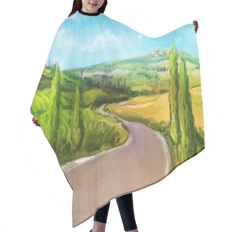 Personality  Tuscany: Rural Landscape With Fields And Hills Hair Cutting Cape