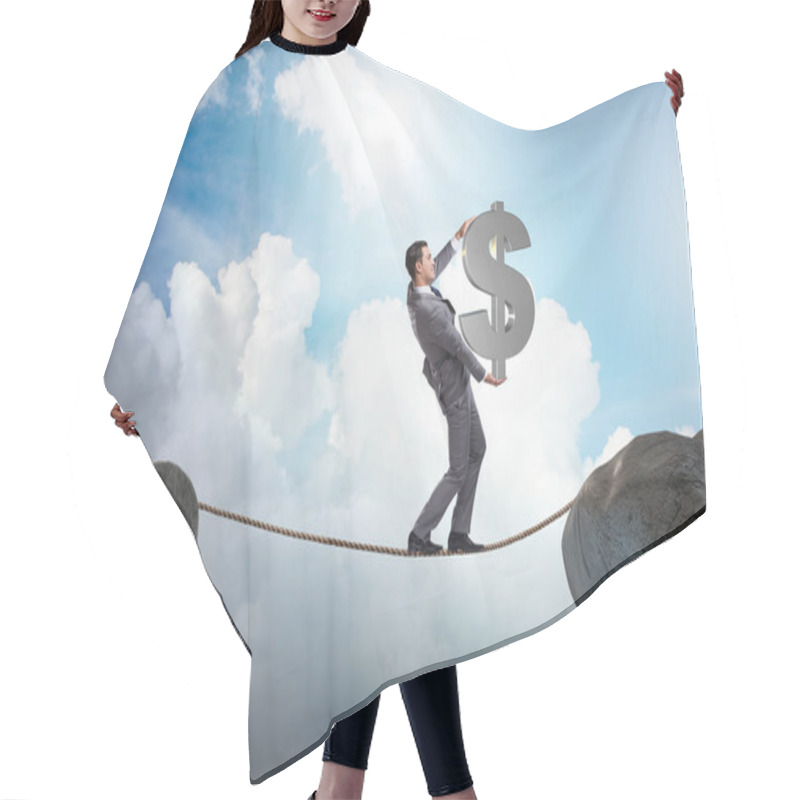 Personality  Businessman Walking On Tight Rope Hair Cutting Cape