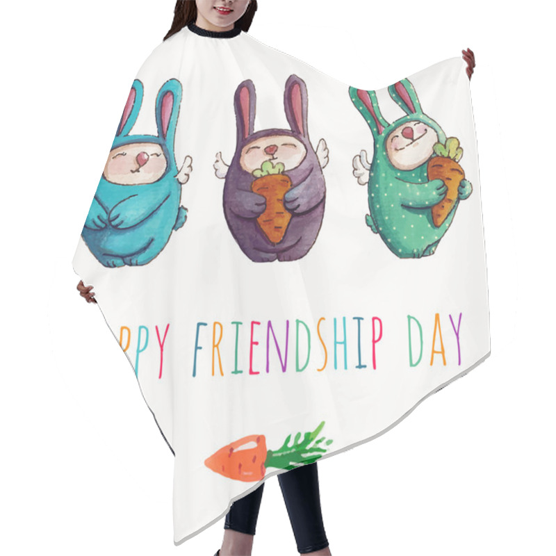 Personality  Happy Friendship Day With Rabbits Hair Cutting Cape