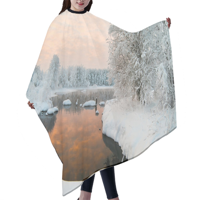 Personality  Unfrozen Lake In The Winter Forests Hair Cutting Cape