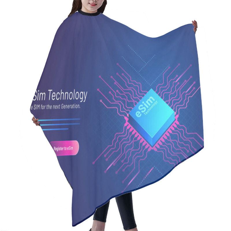 Personality  ESim Technology Concept Based Landing Page Design With Embedded  Hair Cutting Cape