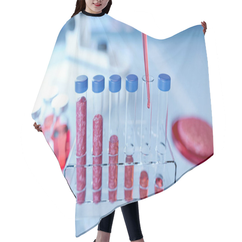 Personality  Beef Grown In A Laboratory In Test Tubes. The Concept Of In-vitro Meat Production In The Laboratory - 3d Illustration Hair Cutting Cape